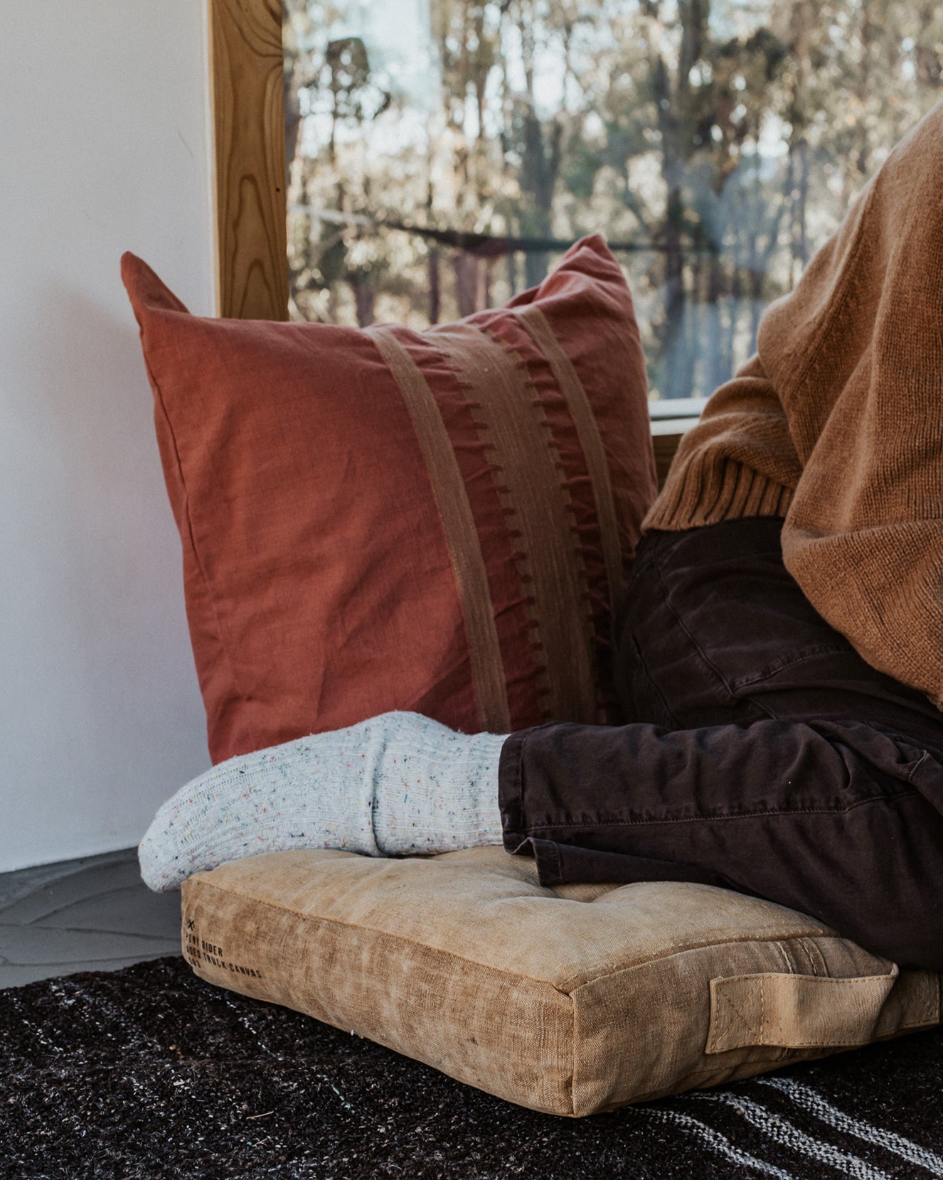 Camp Fire Outdoor Floor Cushion | Up-cycled Clay