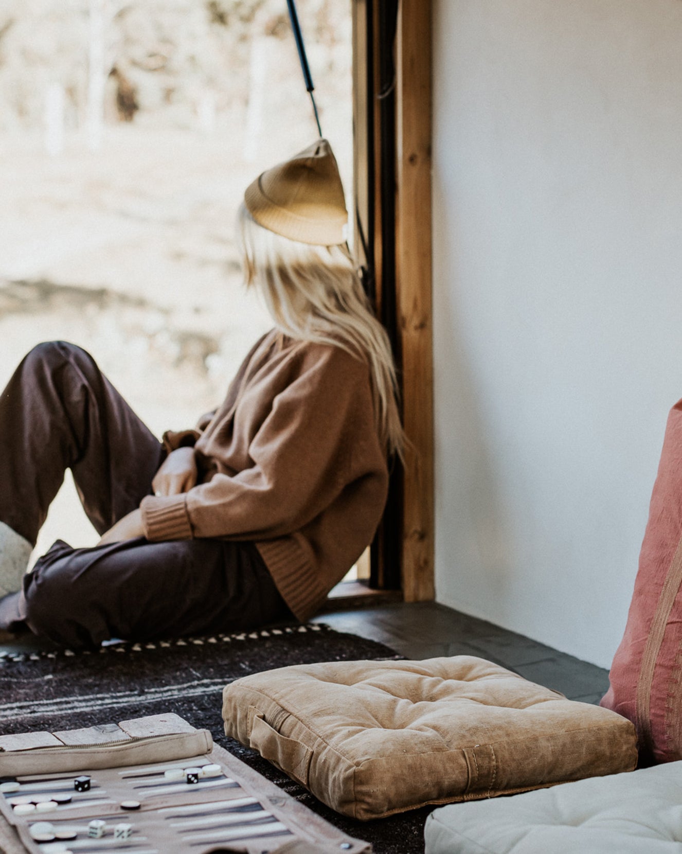 Camp Fire Outdoor Floor Cushion | Up-cycled Clay