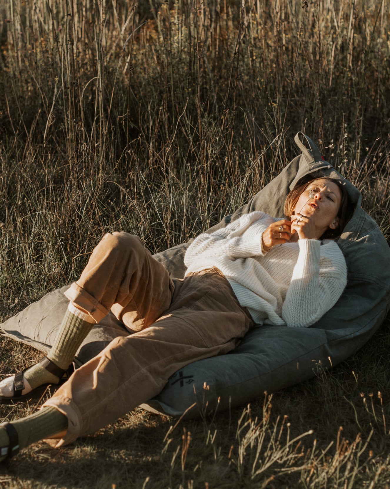 Hiked Up Bean Bag | Khaki | Upcycled