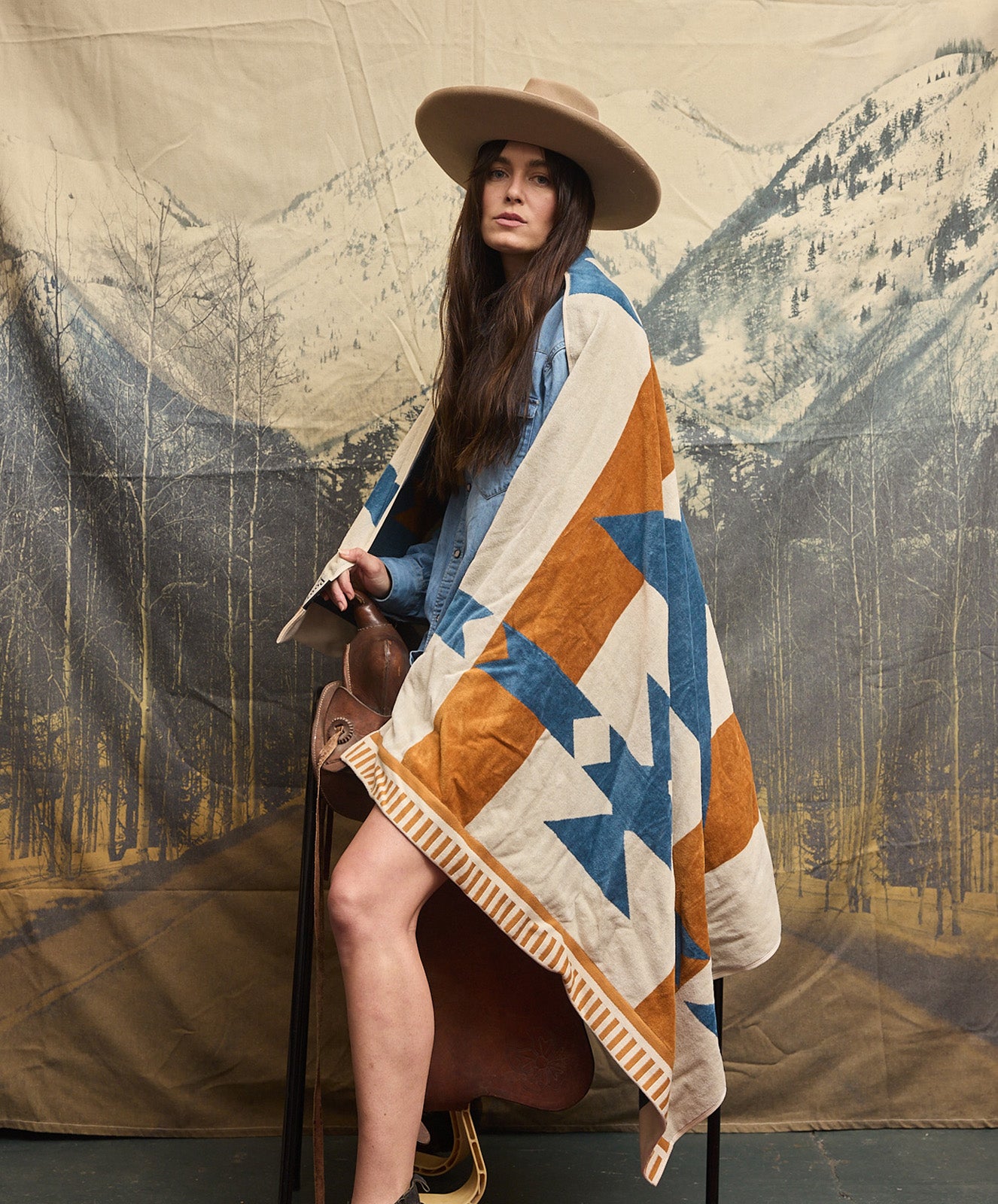 PRE-ORDER Canyon River Large Towel | Natural / Blue