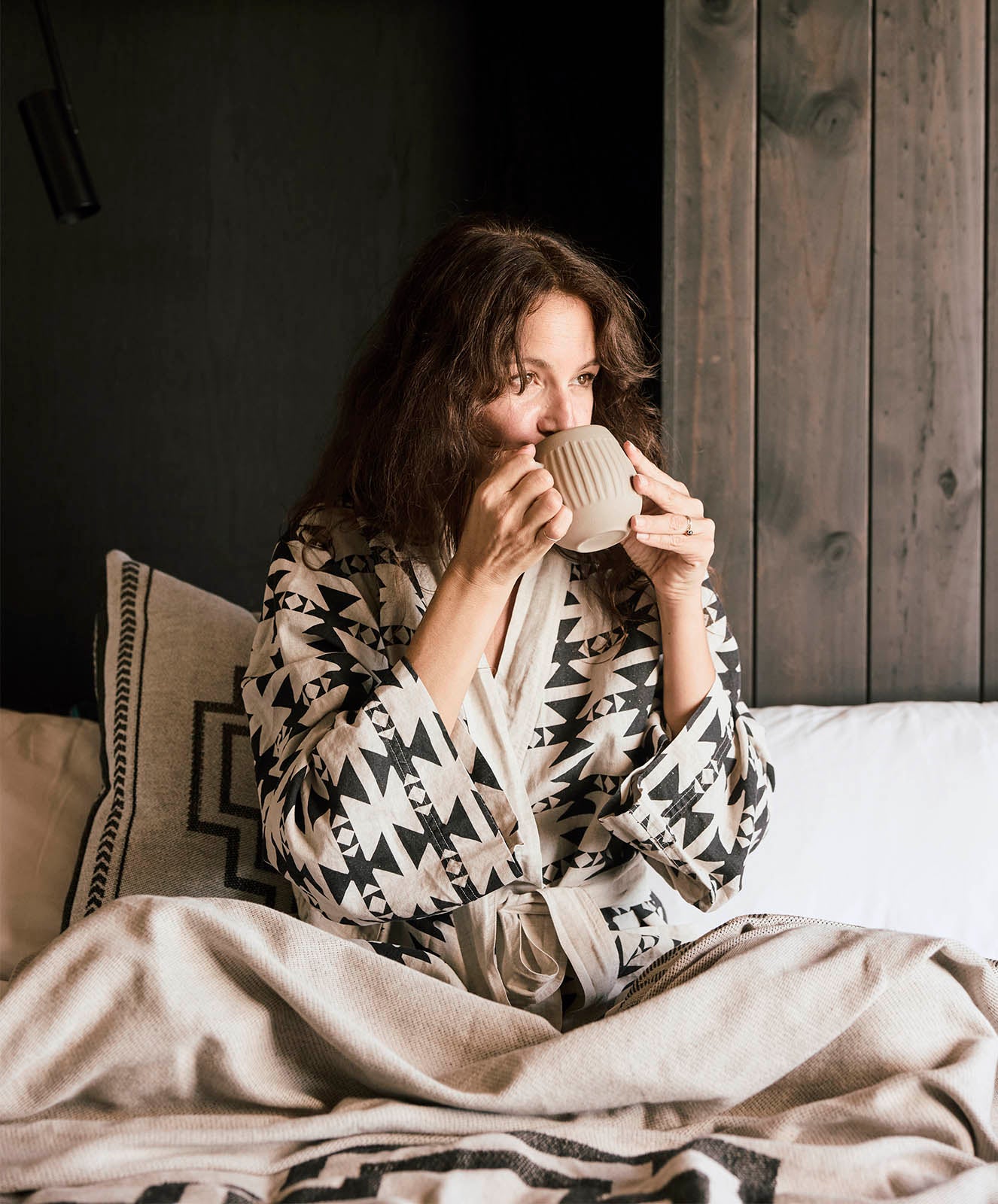 You’re Welcome Robe | Cotton/Linen | Natural & Coal