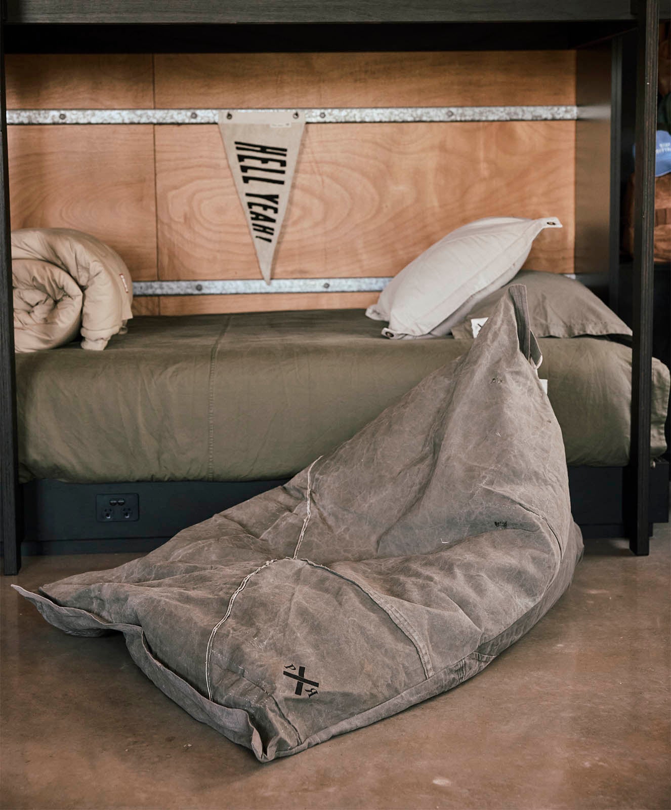 Hiked Up Bean Bag | Khaki | Upcycled