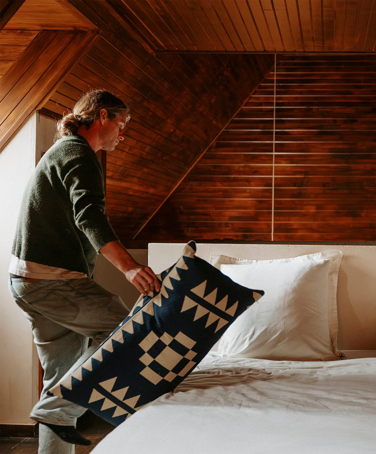 Cradle Mountain Cushion Cover | Natural/Black | 85*45