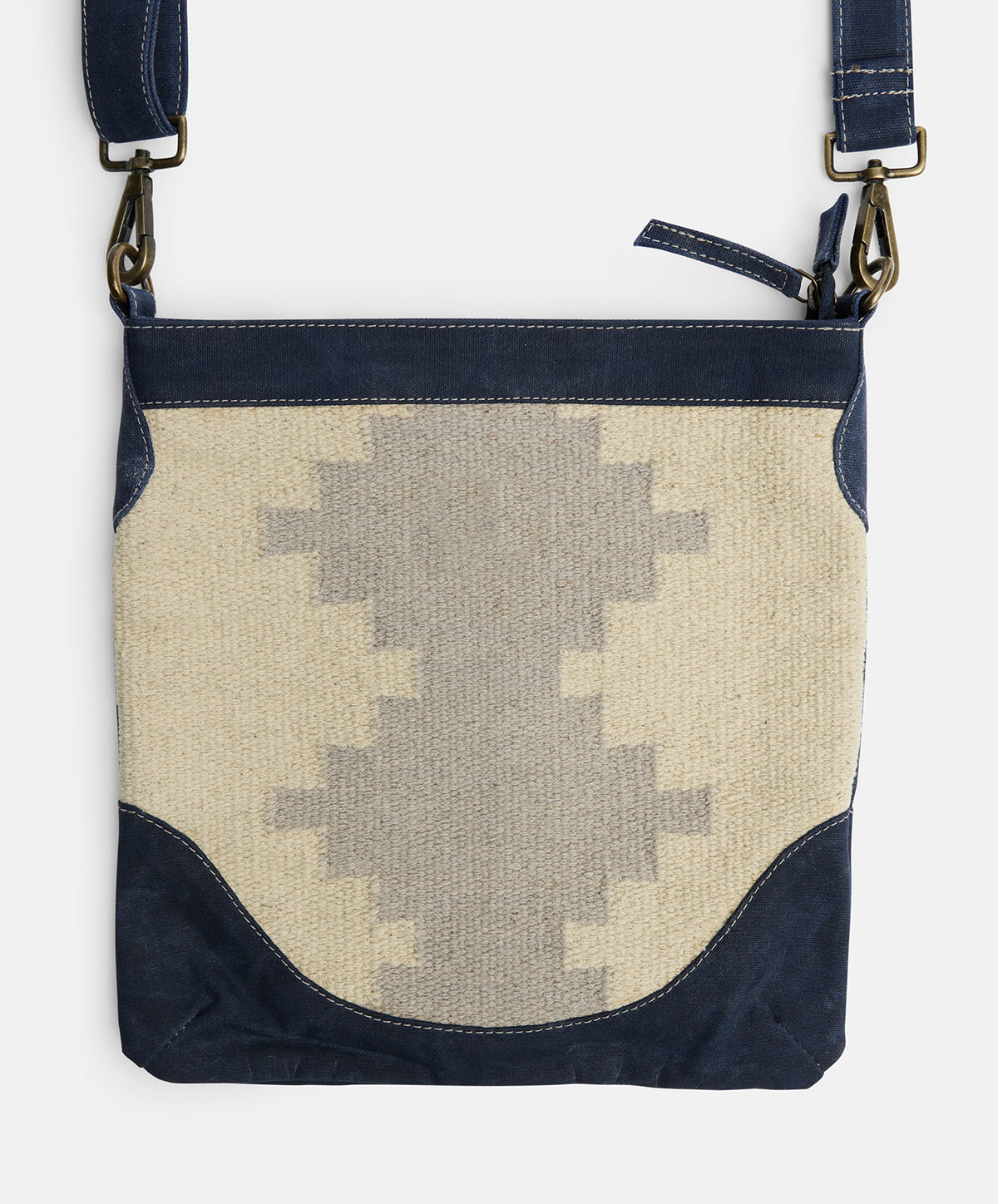 Sierra Satchel Bag | Durrie Weave | Navy | 30*30cm - PRE SALE