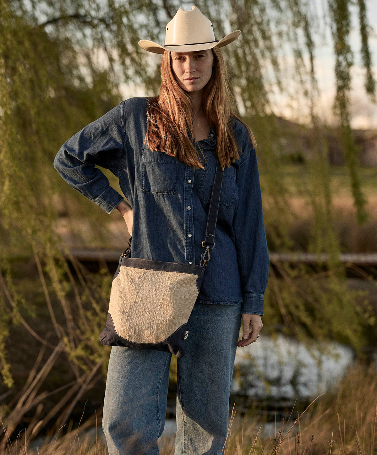 Sierra Satchel Bag | Durrie Weave | Navy | 30*30cm - PRE SALE