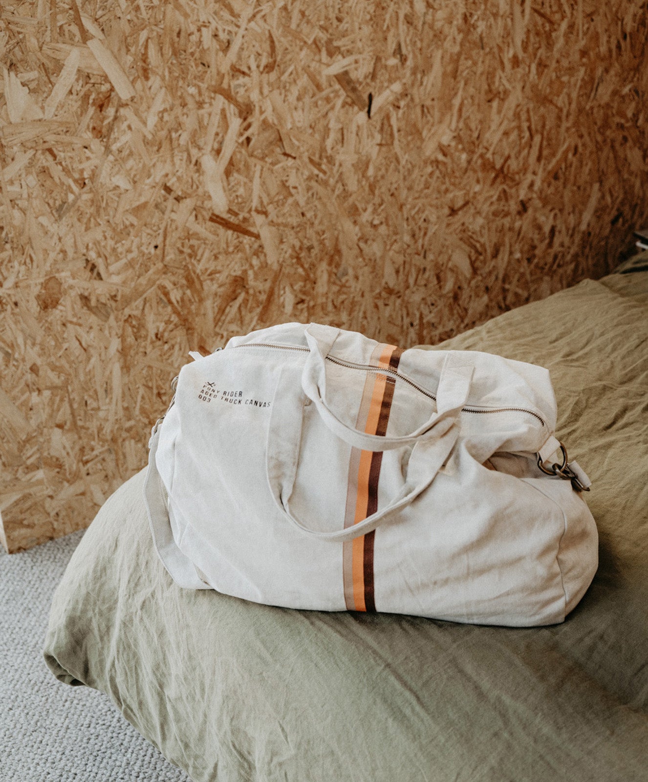 Escapee Overnight Bag | Upcycled | Striped Natural