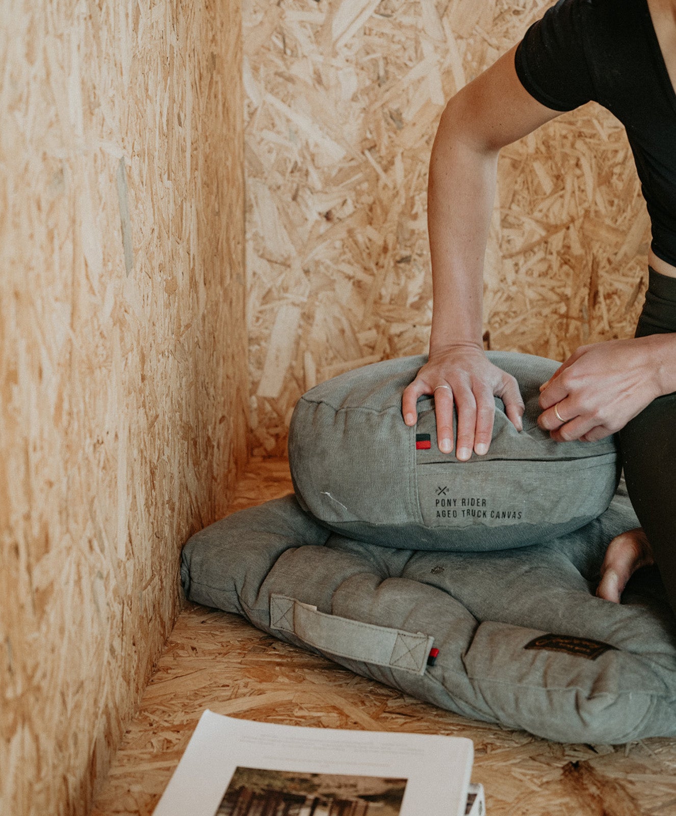 Ground Up Meditation Cushion | Upcycled Canvas | Khaki