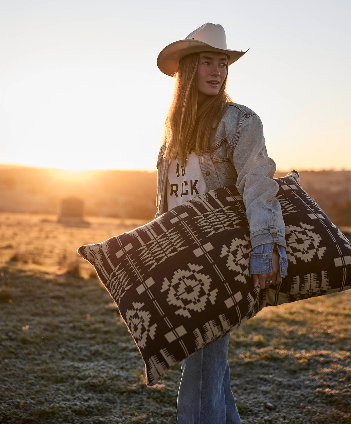 Lands Heritage Weave | Rectangle Large Cushion | Navy