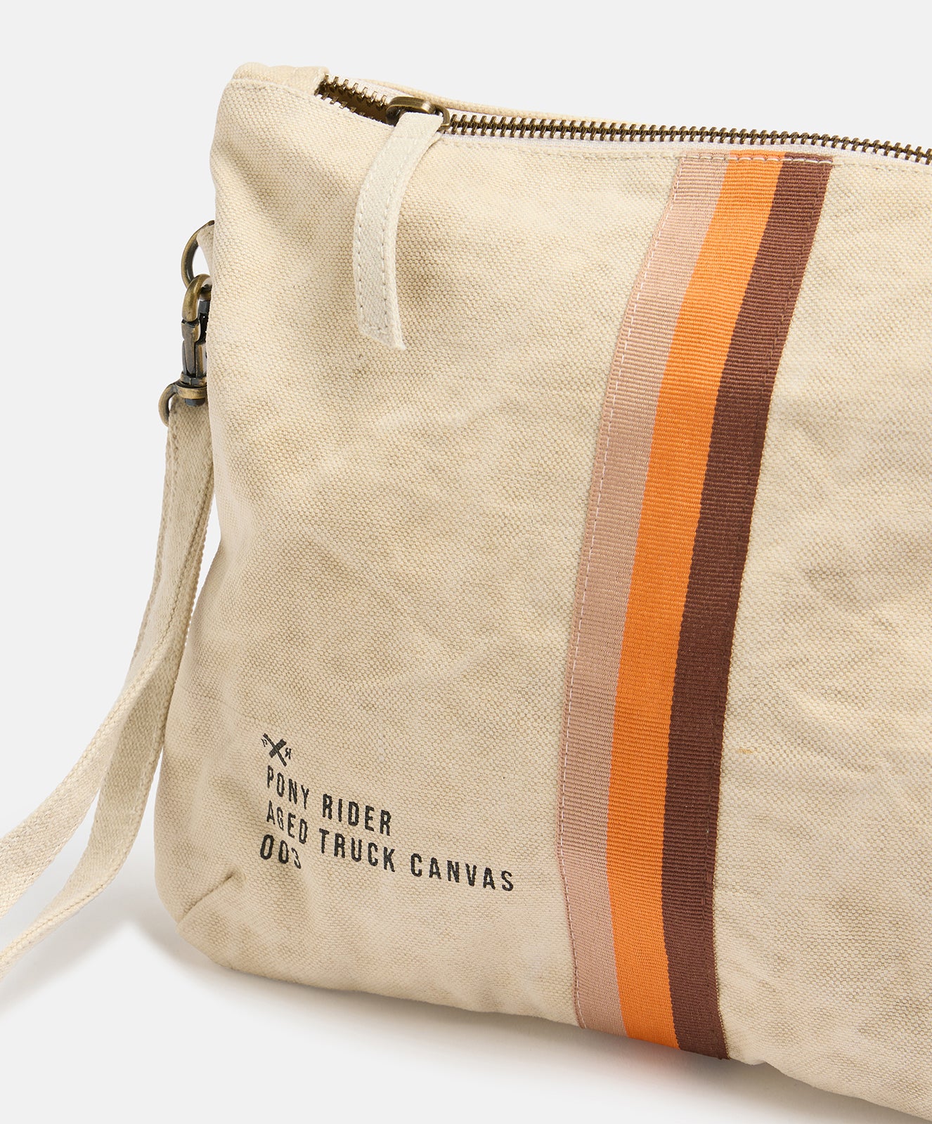 Escapee Clutch Bag with Strap | Upcycled | Natural Stripe