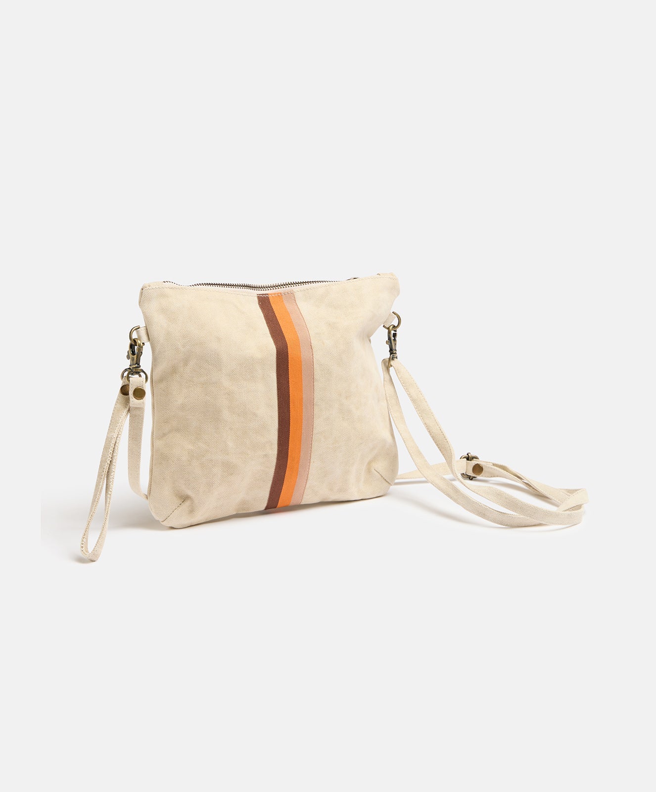 Escapee Clutch Bag with Strap | Natural Stripe