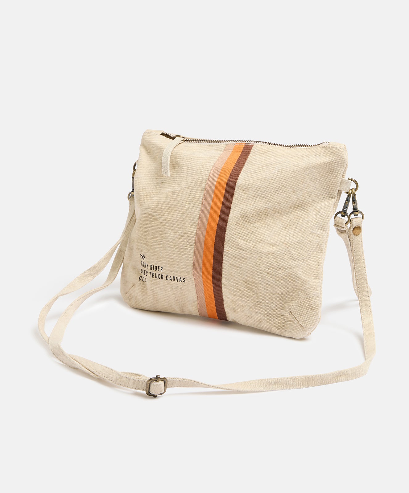 Escapee Clutch Bag with Strap | Upcycled | Natural Stripe