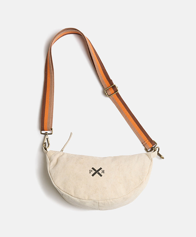 Escapee Round Shoulder Bag | Upcycled | Natural Stripe