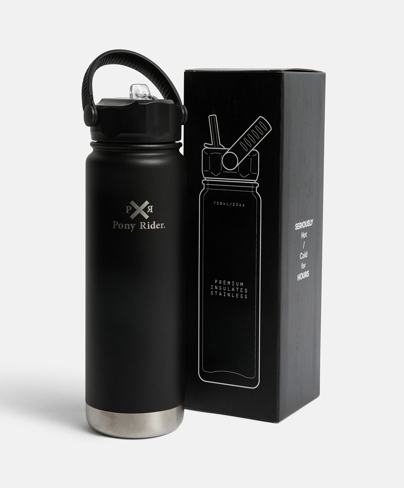 Pony Rider x Pargo 750ml Insulated Sports Bottle – Black