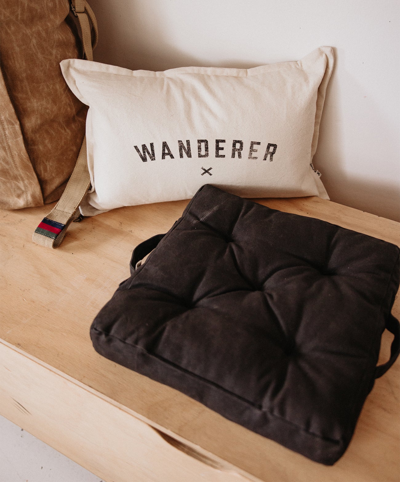 Road Tripper Outdoor Square Floor Cushion | Black