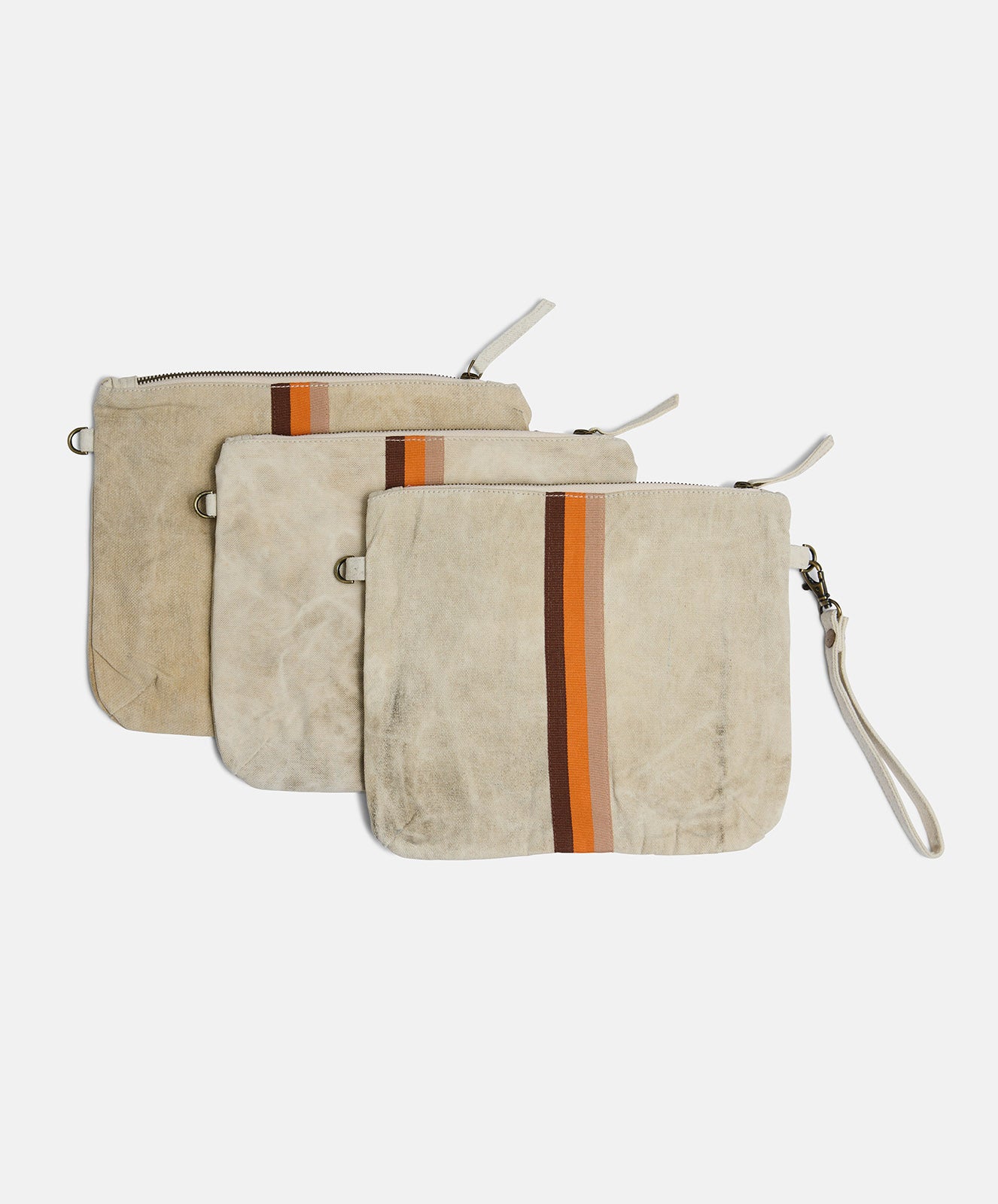 Escapee Clutch Bag with Strap | Upcycled | Natural Stripe