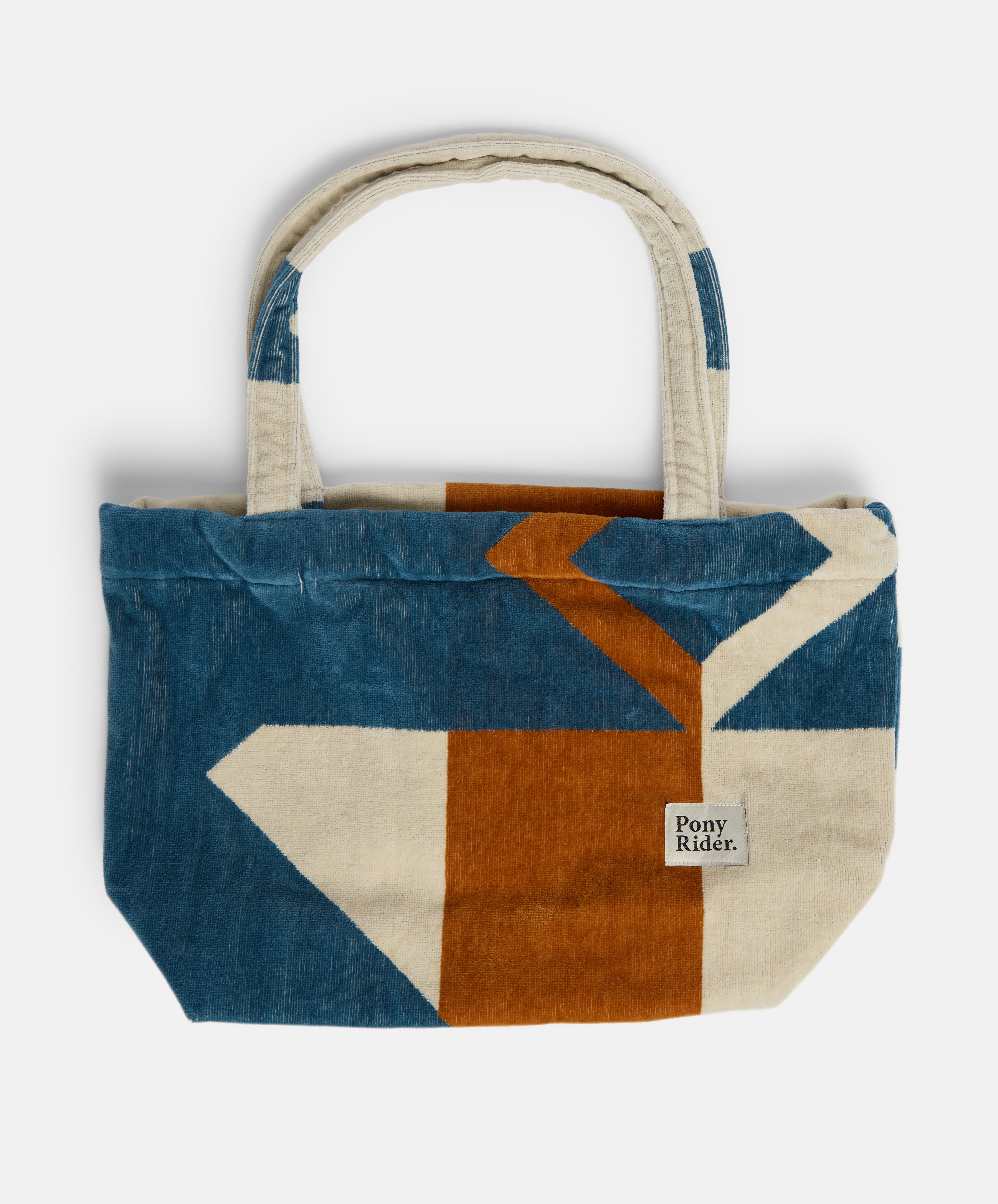 Canyon River Beach Tote | Recrafted Terry Towelling I Natural / Khaki / Blue