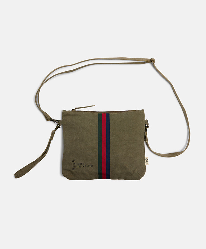 Escapee Clutch Bag with Strap | Khaki Upcycled