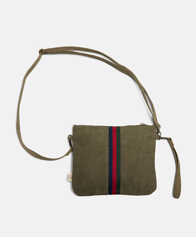 Escapee Clutch Bag with Strap | Khaki Upcycled