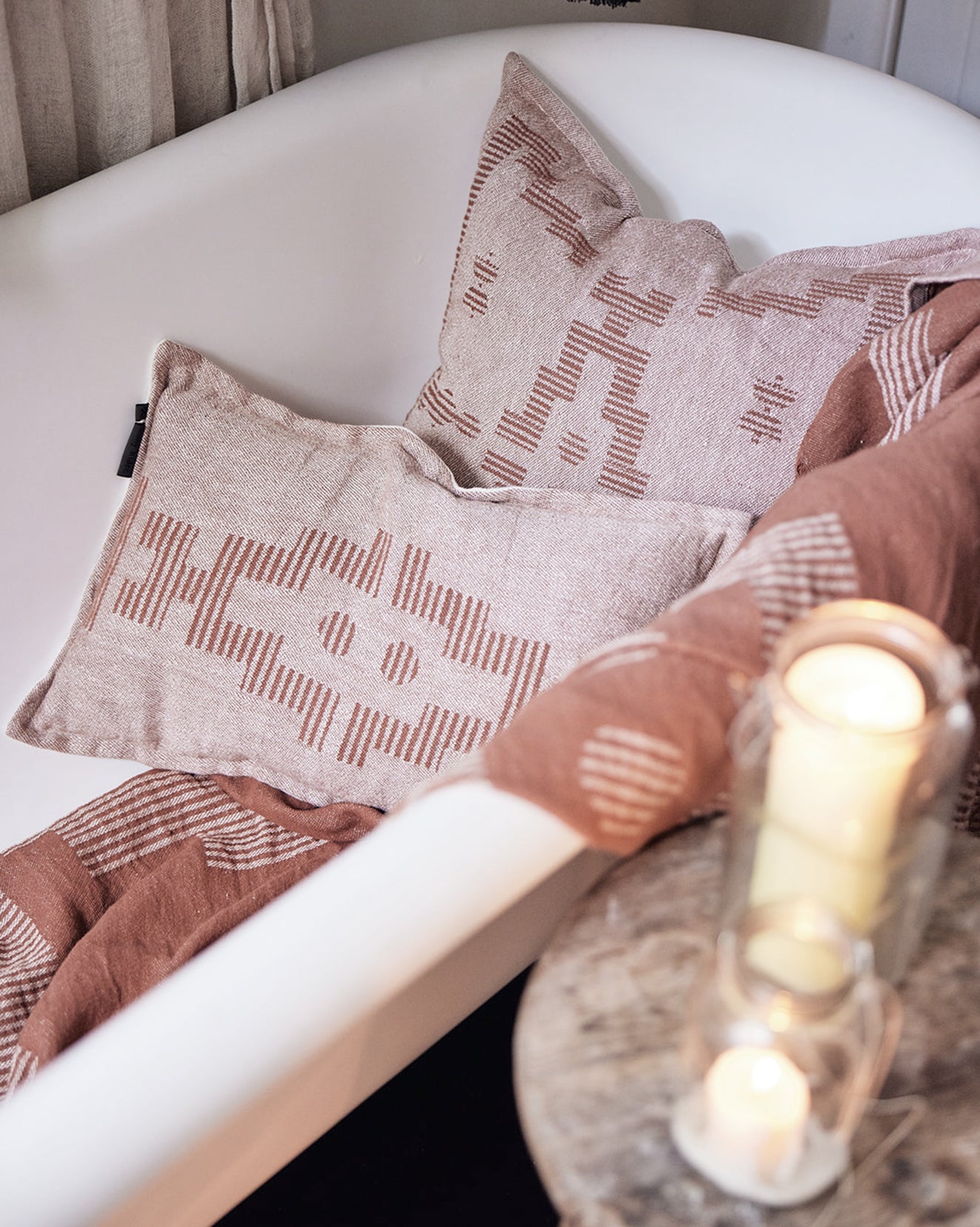 Lil Mya Linen Cushion | Rectangle | Rust/Natural