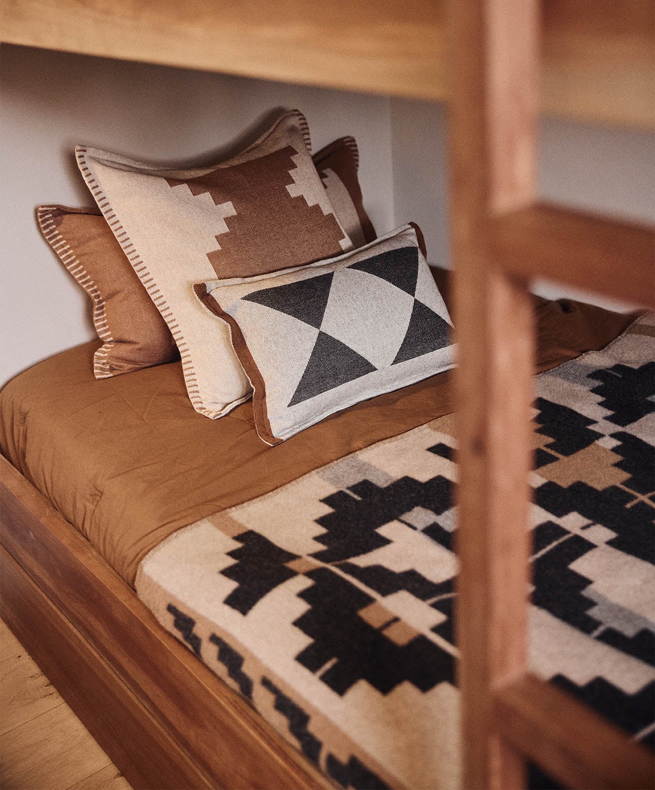 pale grey organic bedding in small house