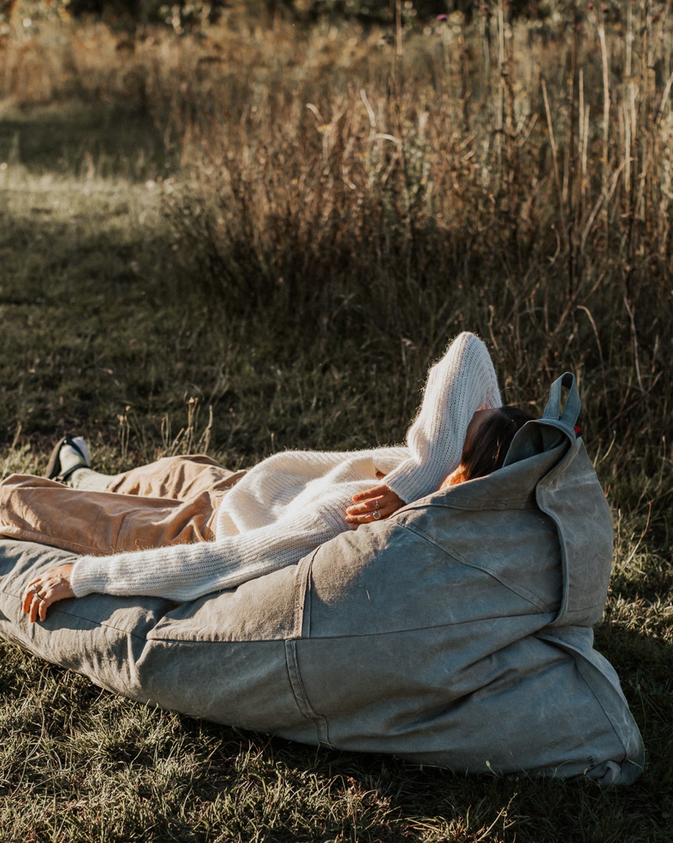 Hiked Up Bean Bag | Khaki | Upcycled
