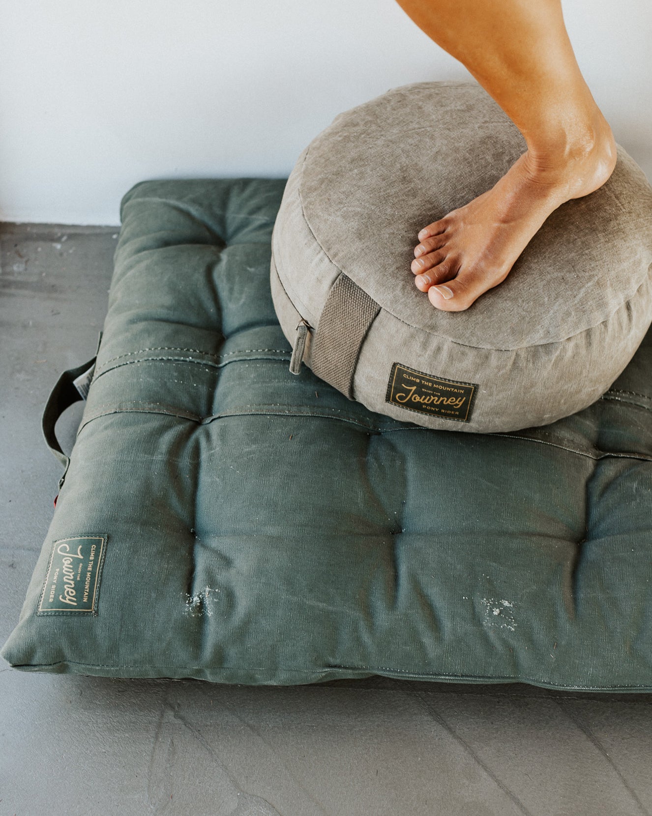 Ground Up Meditation Cushion | Upcycled Canvas | Khaki