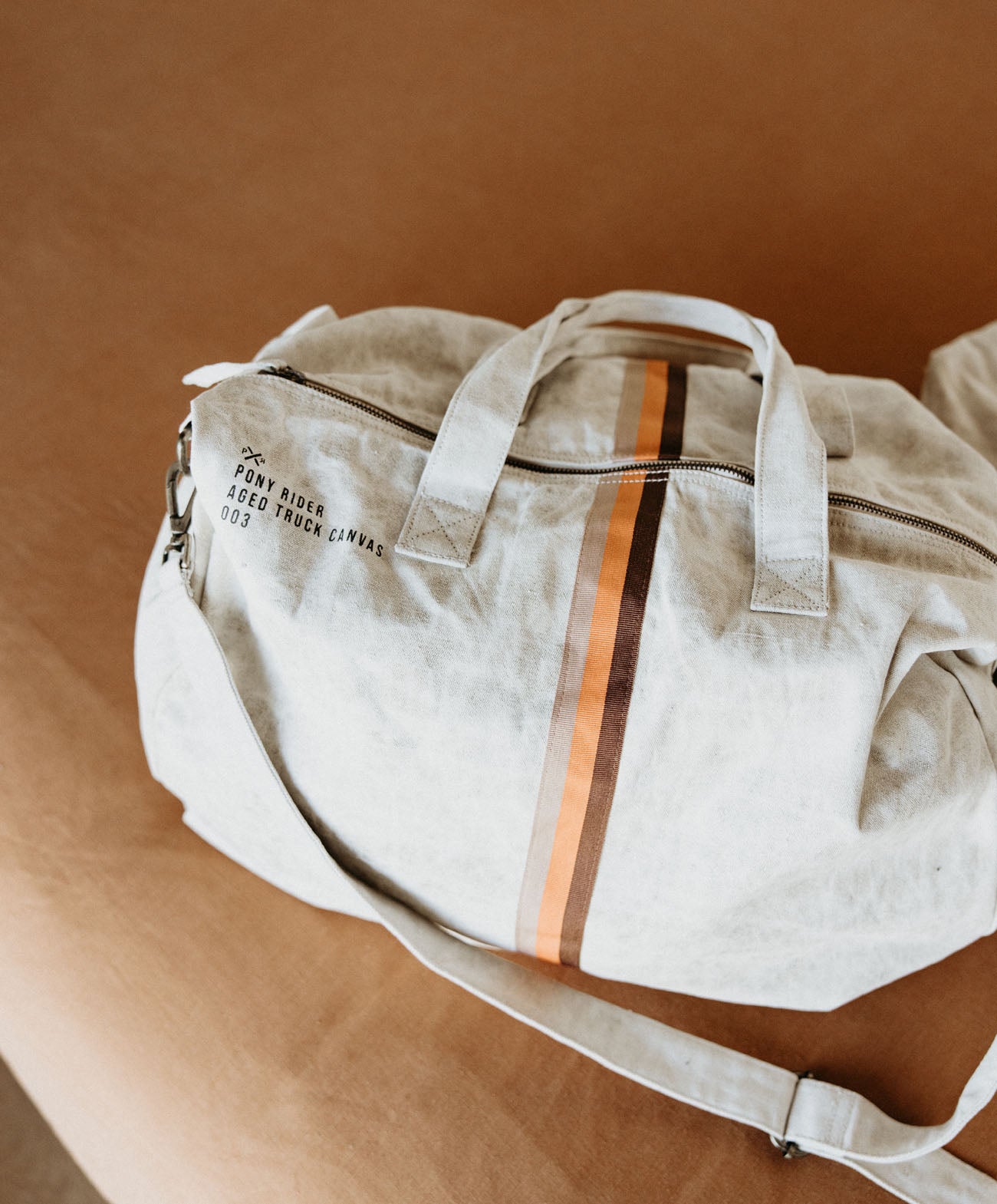 Escapee Overnight Bag | Upcycled | Striped Natural