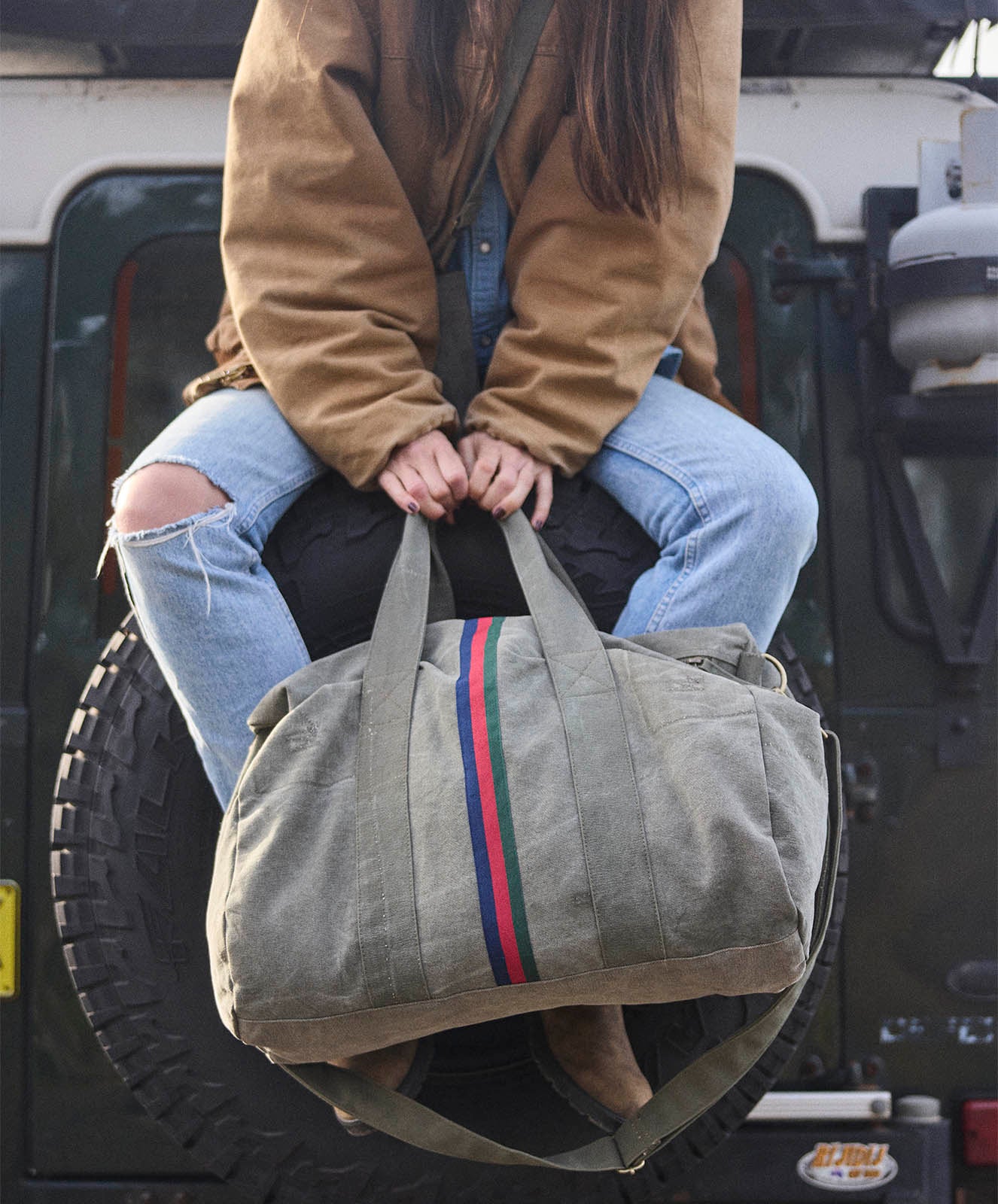 Escapee Canvas Overnight Bag | Upcycled | Khaki