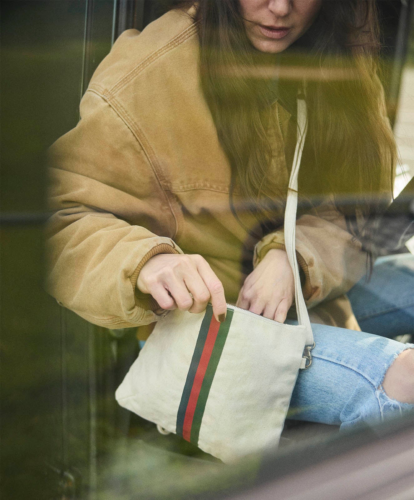 Escapee Clutch Bag with Strap | Waxed | Natural