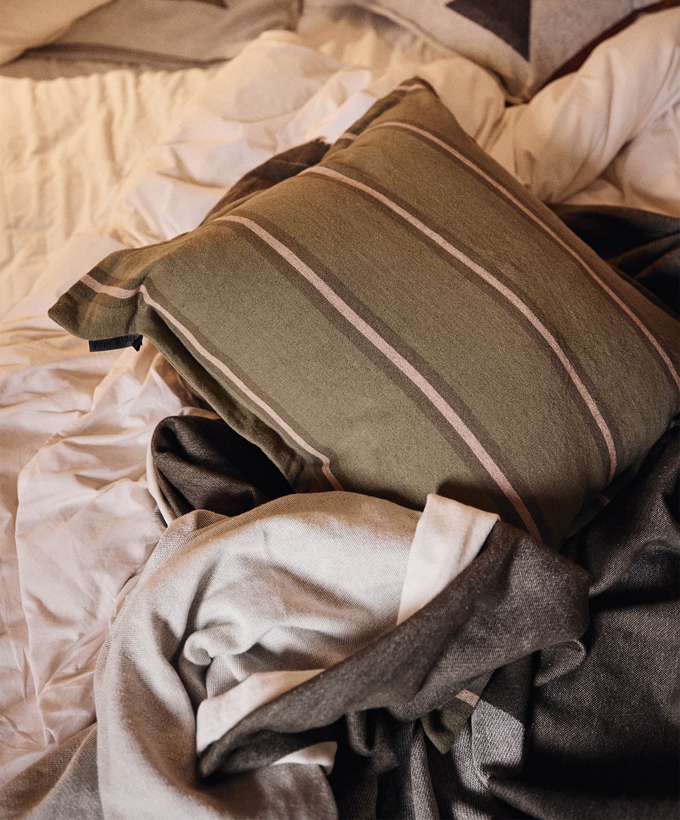 Safari Linen Cushion | Striped Olive / Donkey Pink