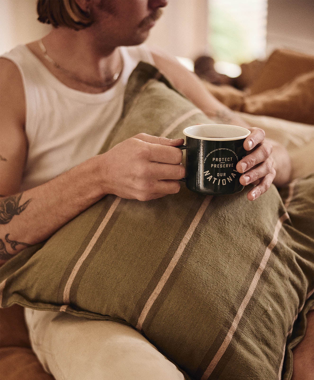 Safari Linen Cushion | Striped Olive / Donkey Pink