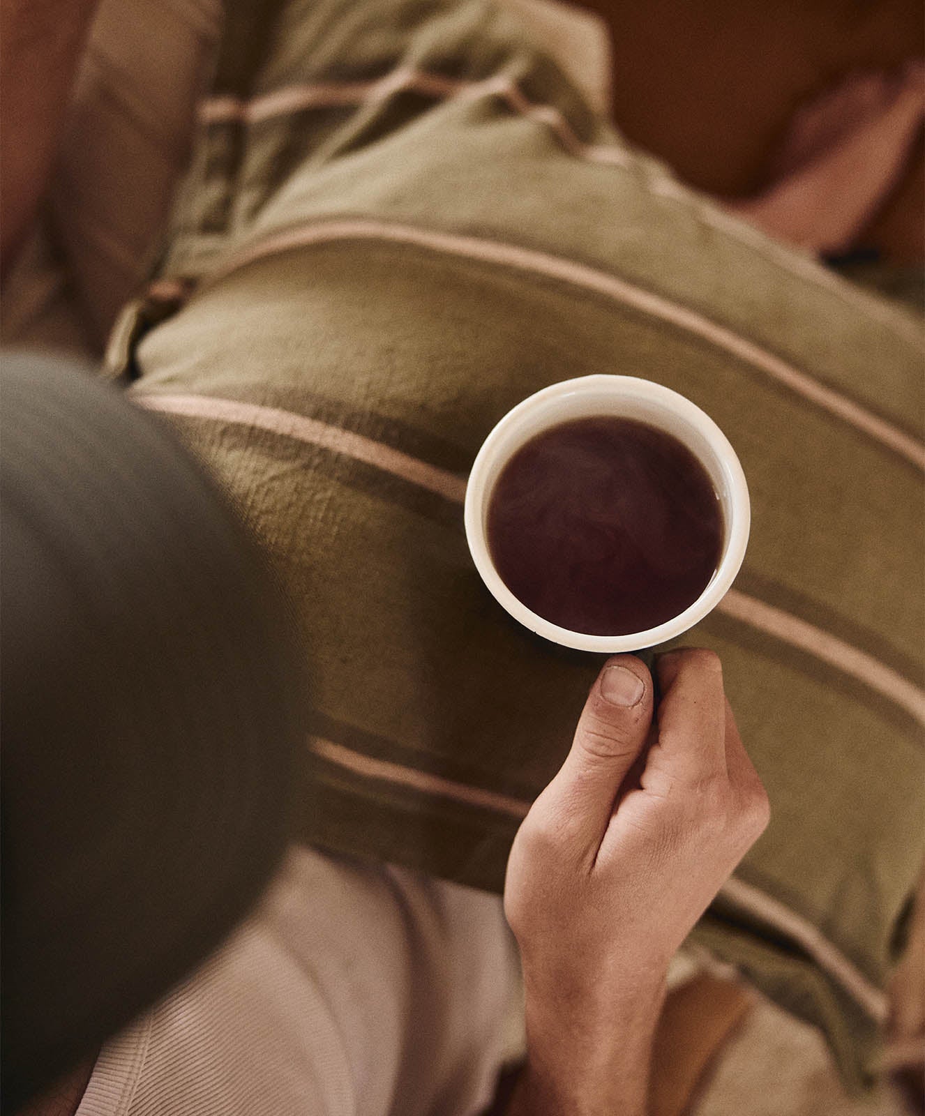 Safari Linen Cushion | Striped Olive / Donkey Pink