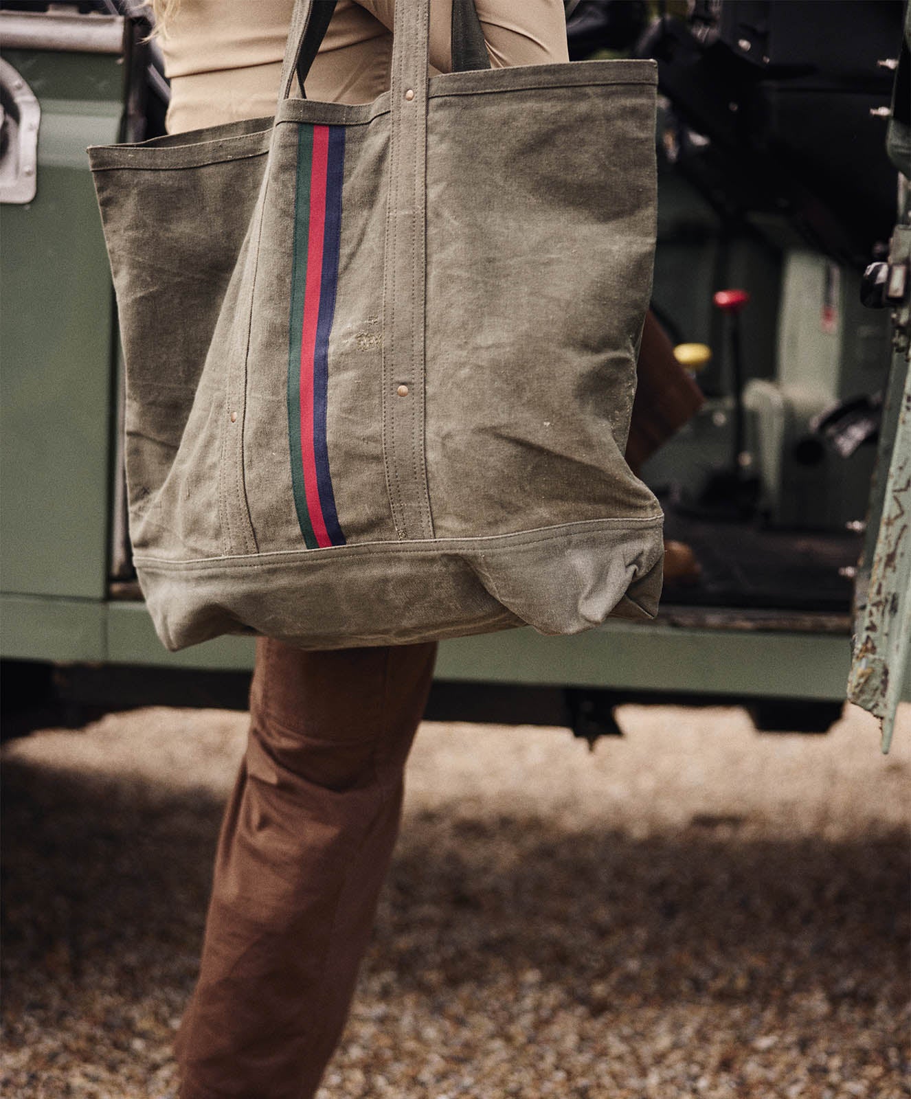 Escapee Large Canvas Tote Bag | Upcycled | Khaki