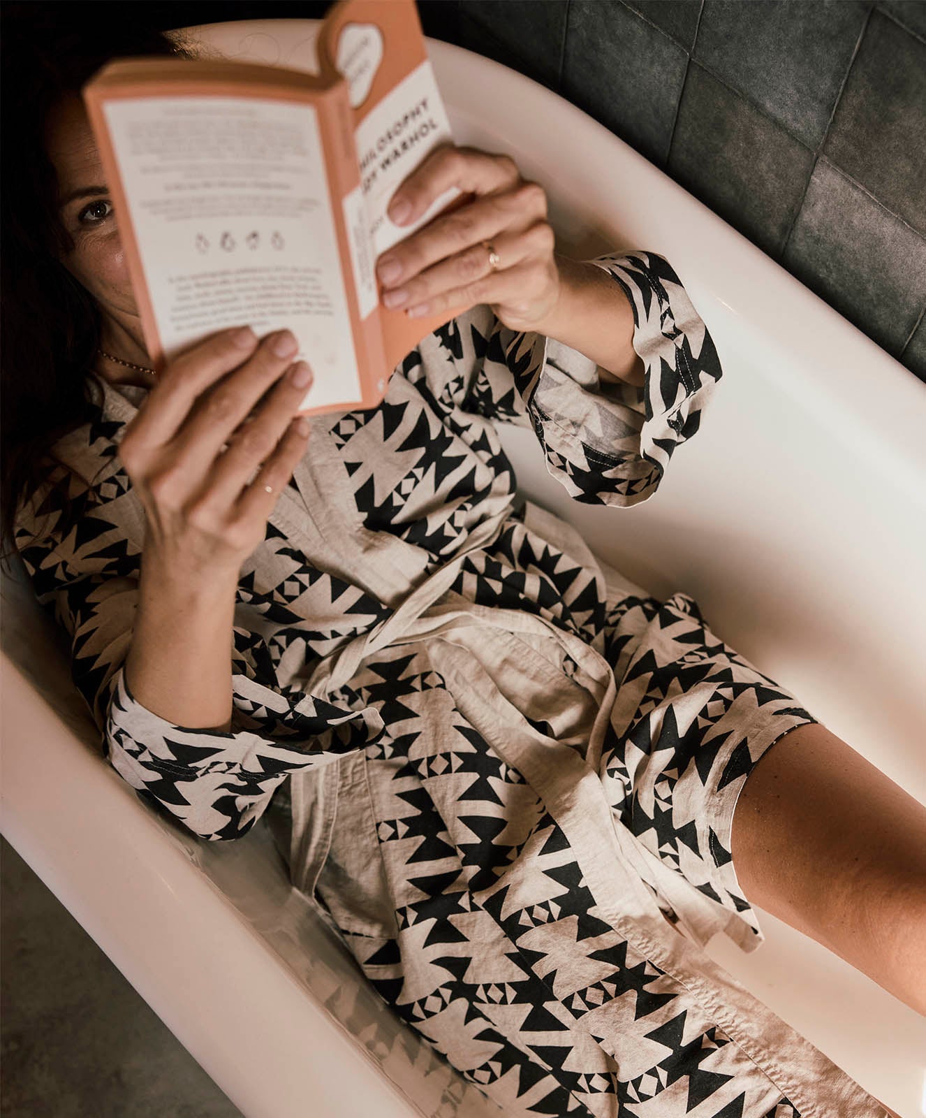 You’re Welcome Robe | Cotton/Linen | Natural & Coal