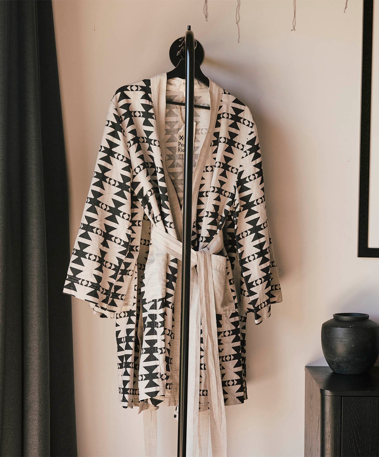 You’re Welcome Robe | Cotton/Linen | Natural & Coal