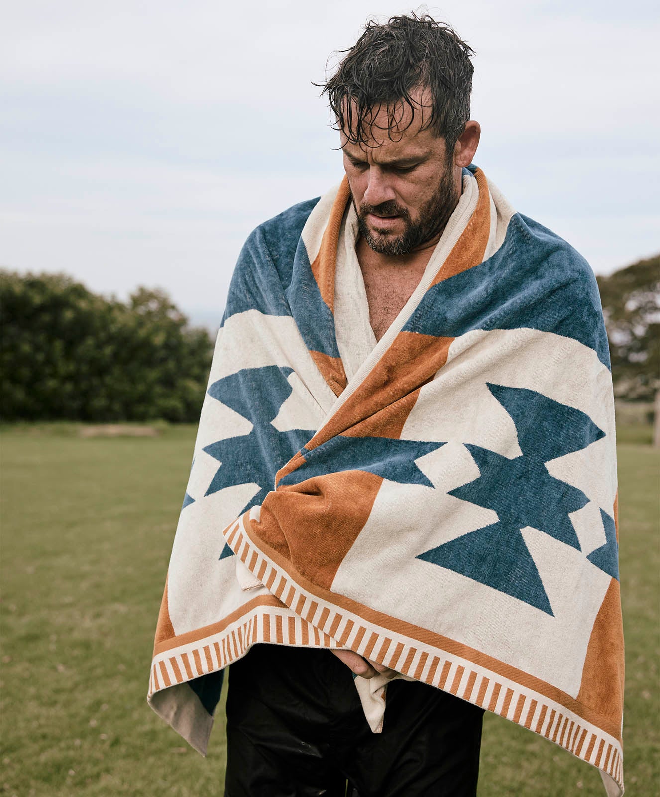 Canyon River Large Towel | Natural / Blue