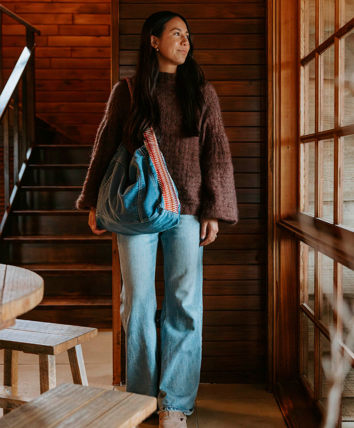 The Drover Slouch Bag | Denim | 47*34*12cm - PRE SALE