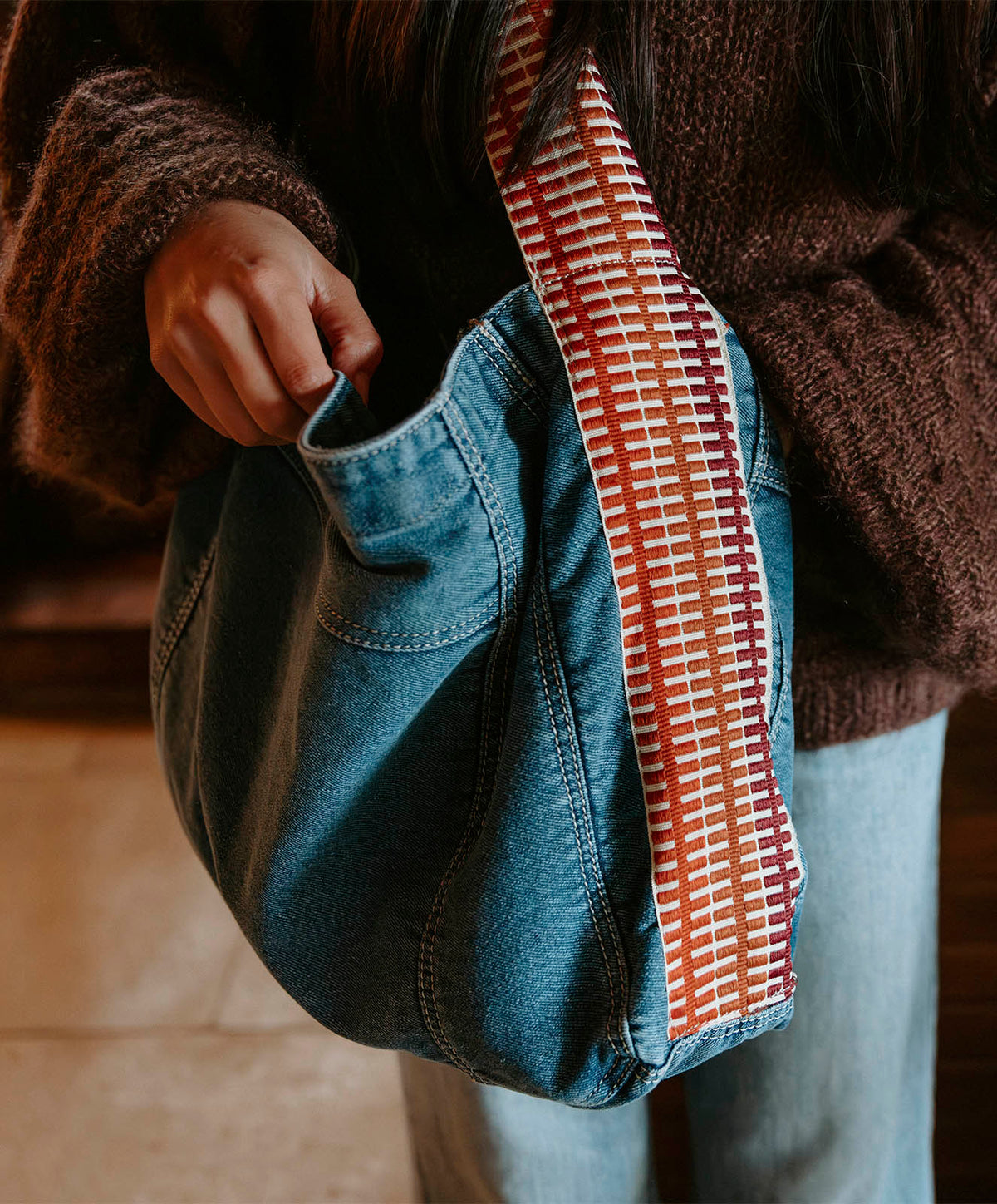 The Drover Slouch Bag | Denim | 47*34*12cm - PRE SALE