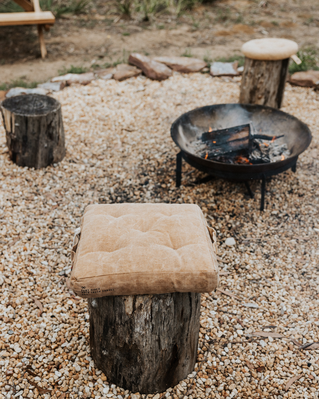 Camp Fire Outdoor Floor Cushion | Up-cycled Clay