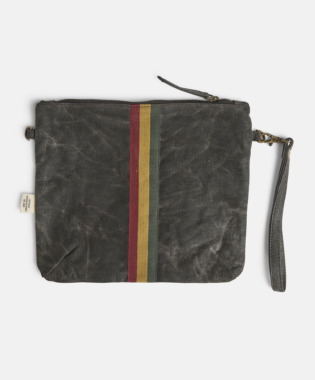 Escapee Clutch Bag with Strap | Waxed | Black