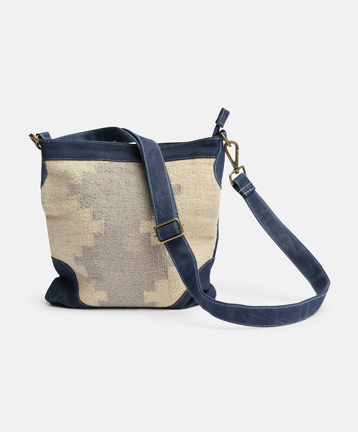 Sierra Satchel Bag | Durrie Weave | Navy | 30*30cm - PRE SALE