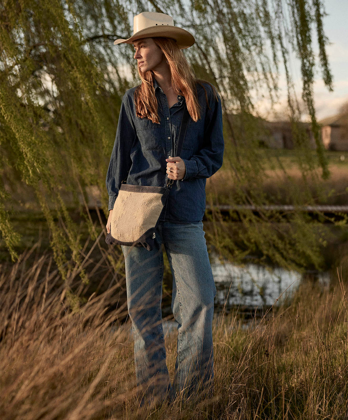 Sierra Satchel Bag | Durrie Weave | Navy | 30*30cm - PRE SALE