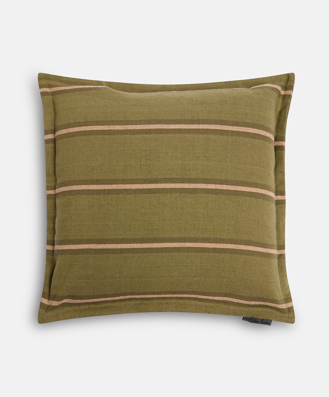 Safari Linen Cushion | Striped Olive / Donkey Pink