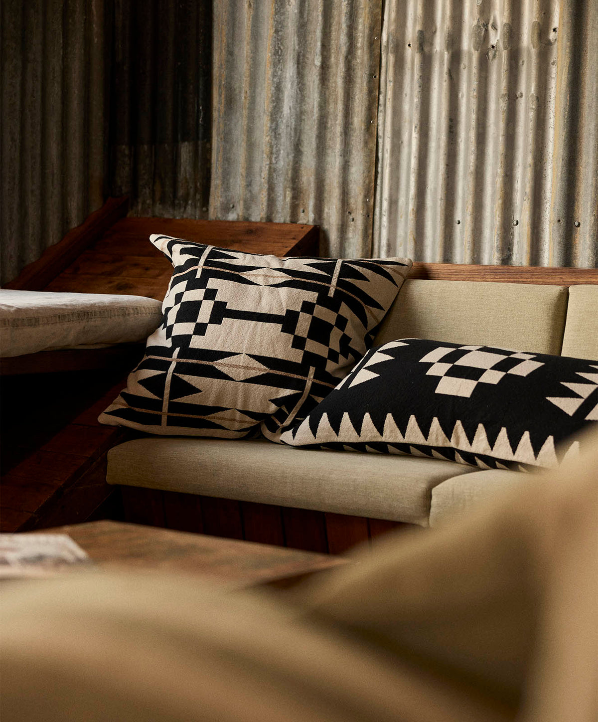 Cradle Mountain Cushion Cover | Natural/Black | 85*45