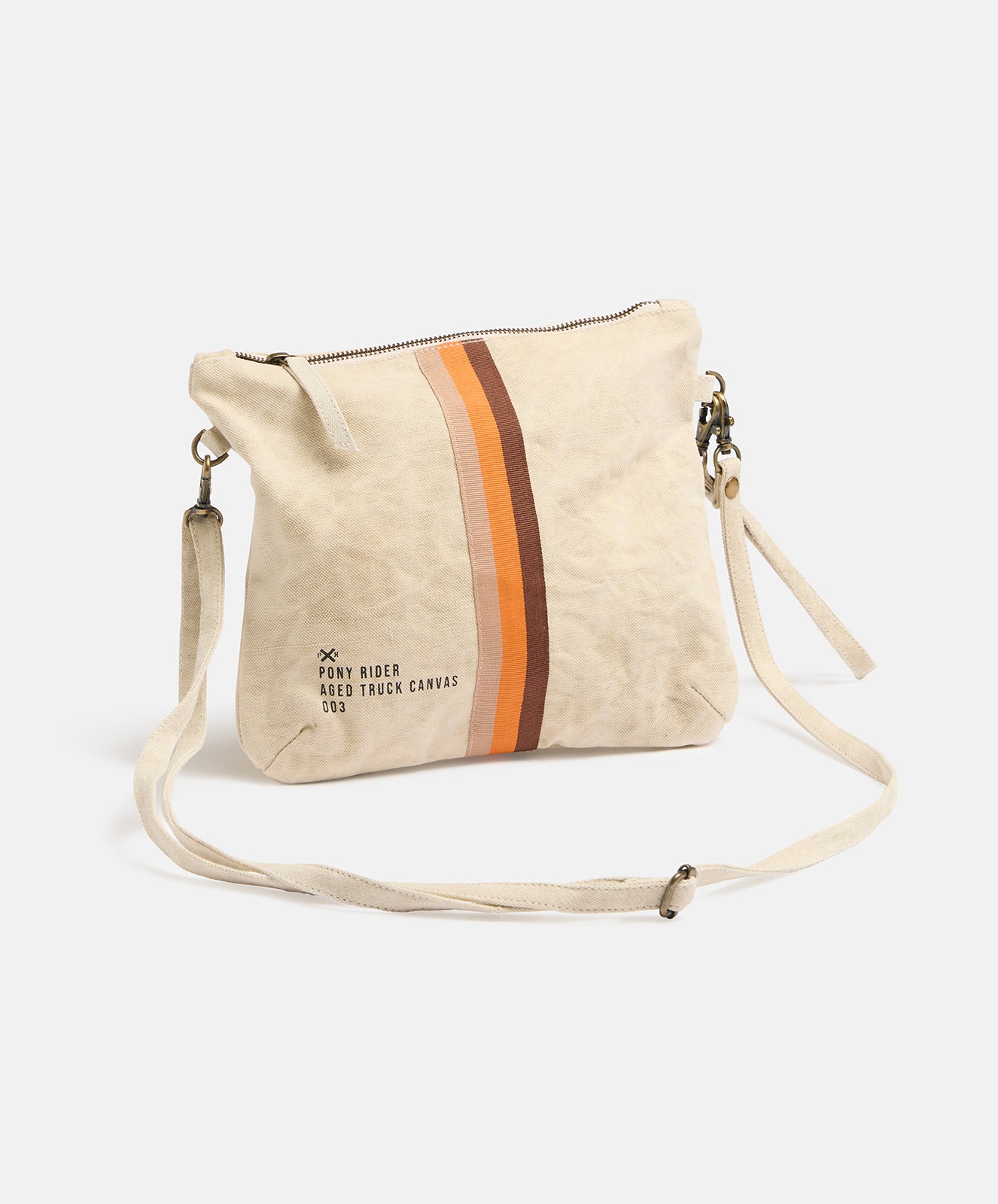 Escapee Clutch Bag with Strap | Upcycled | Natural Stripe
