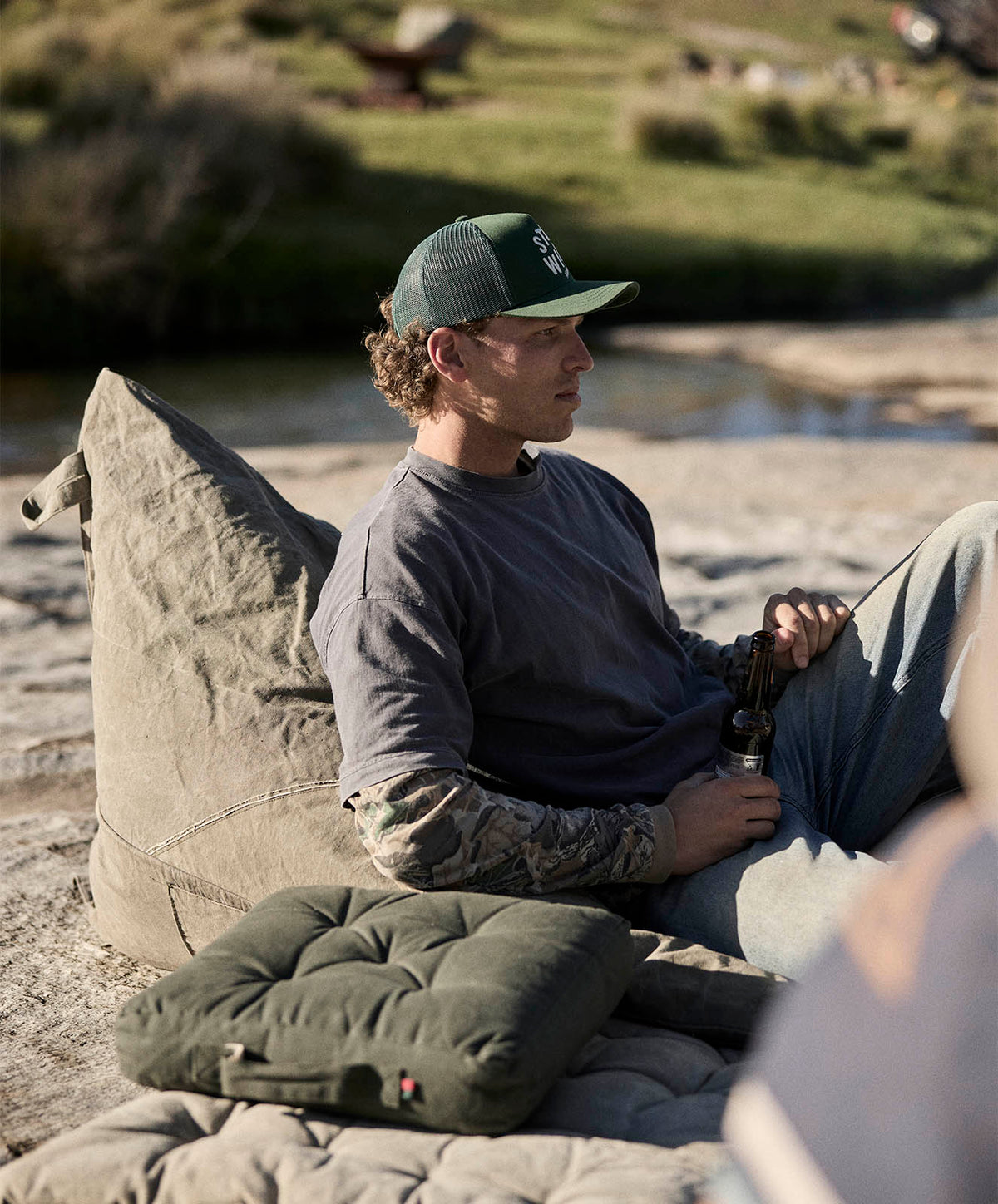 Hiked Up Bean Bag | Khaki | Upcycled