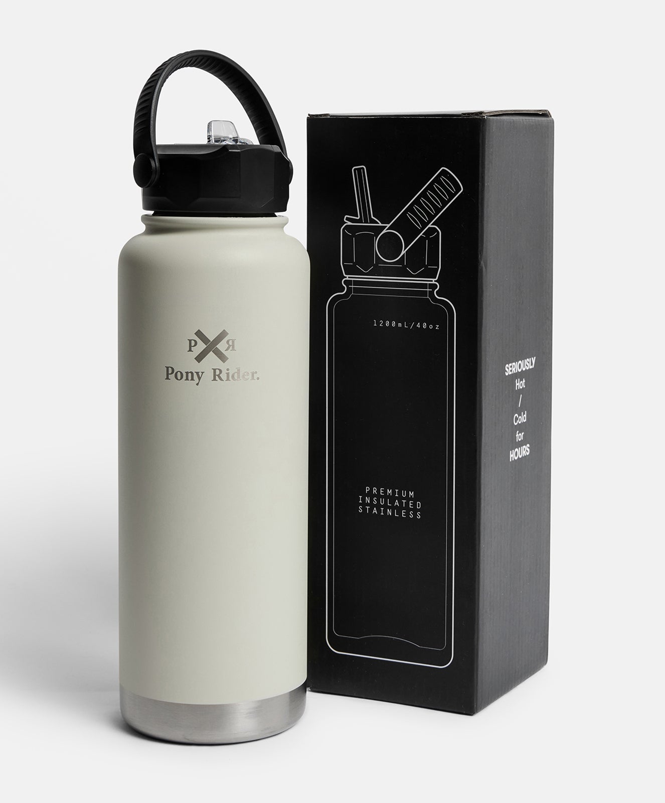 Pony Rider x Pargo 1200ml Insulated Sports Bottle – Bone White