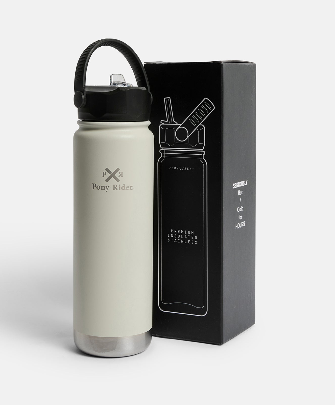 Pony Rider x Pargo 750ml Insulated Sports Bottle – Bone White