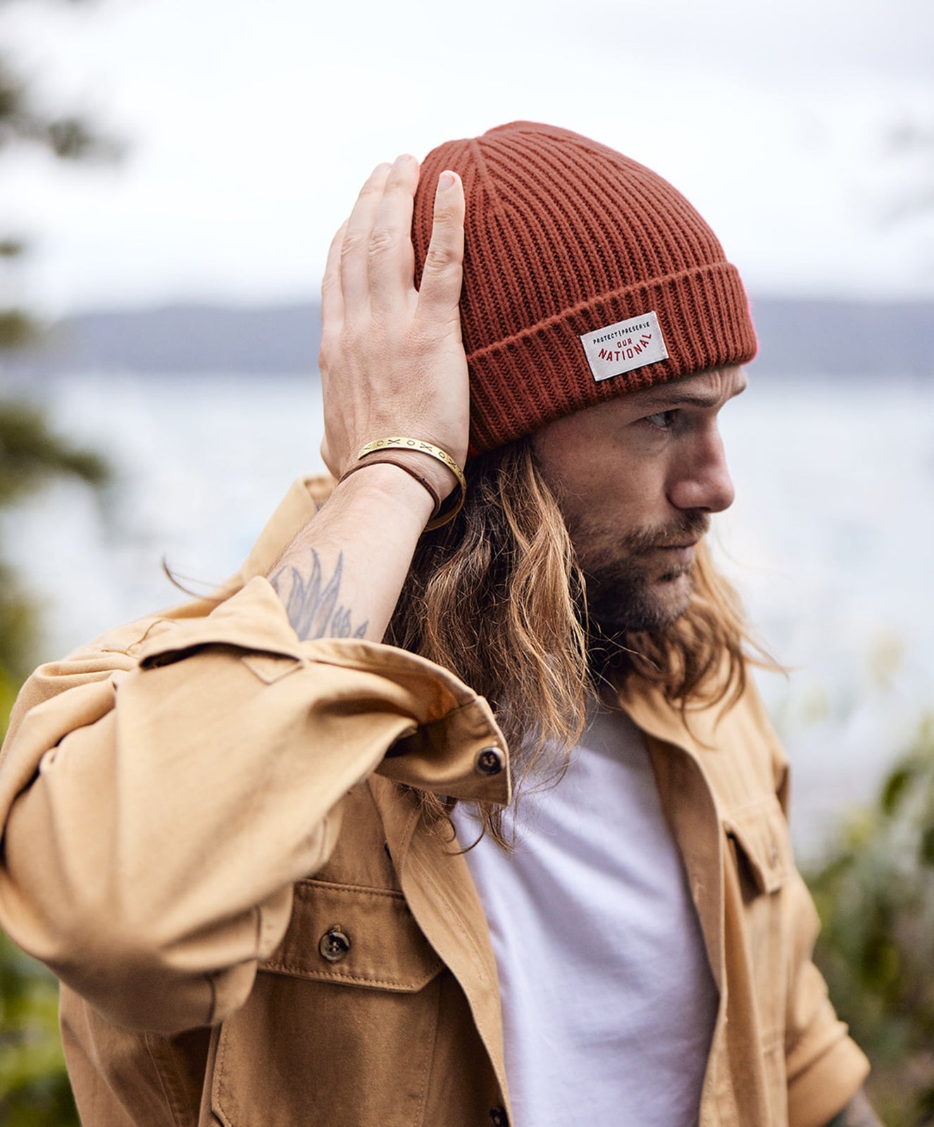 Burnt Tan Racer Knit Beanie