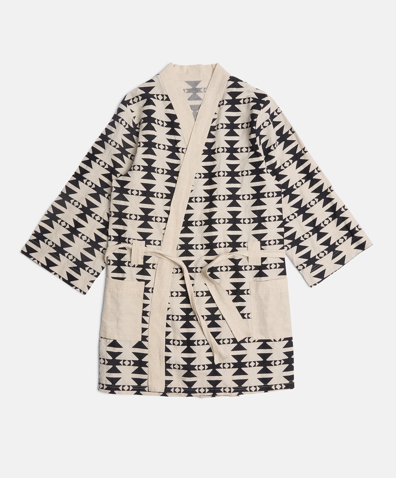 You’re Welcome Robe | Cotton/Linen | Natural & Coal